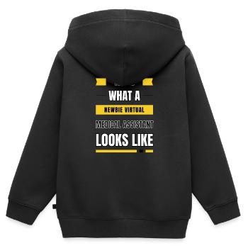 ASSISTANT MÉDICAL virtuel débutant - Sweat Premium à capuche zippé enfant bio - noir - Dos - AI Model Kid Male (0cm)