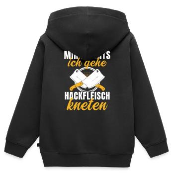 Metzger Fleischer Mir reichts - Kinder Premium Organic Zip Hoodie - Schwarz - Hinten - AI Model Kid Male (0cm)