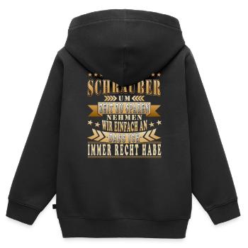Schrauber Sprüche Mechaniker Schrauben - Kinder Premium Organic Zip Hoodie - Schwarz - Hinten - AI Model Kid Male (0cm)