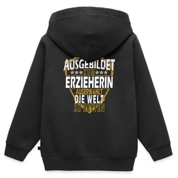 Erzieherin Lustige Erzieherin Spruch Geschenkidee - Kinder Premium Organic Zip Hoodie - Schwarz - Hinten - AI Model Kid Male (0cm)
