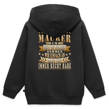 Maurer mauern Mauer Spruch - Kinder Premium Organic Zip Hoodie - Schwarz - Hinten - AI Model Kid Male (0cm)