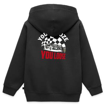 Vous répétez votre muscle car drag racer lâche - Sweat Premium à capuche zippé enfant bio - noir - Dos - AI Model Kid Male (0cm)