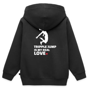 J’adore le triple saut - Sweat Premium à capuche zippé enfant bio - noir - Dos - AI Model Kid Male (0cm)