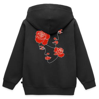 GESICHTER VON FRAUEN MIT BLUMEN - Kinder Premium Organic Zip Hoodie - Schwarz - Hinten - AI Model Kid Male (0cm)
