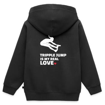 J’adore le triple saut - Sweat Premium à capuche zippé enfant bio - noir - Dos - AI Model Kid Male (0cm)