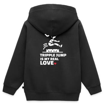 J’adore le triple saut - Sweat Premium à capuche zippé enfant bio - noir - Dos - AI Model Kid Male (0cm)