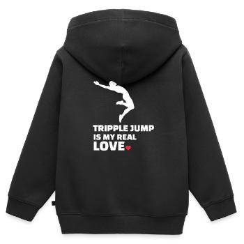J’adore le triple saut - Sweat Premium à capuche zippé enfant bio - noir - Dos - AI Model Kid Male (0cm)
