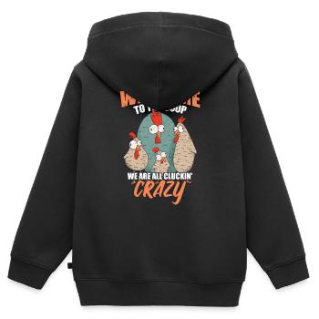 Willkommen im Coop - Kinder Premium Organic Zip Hoodie - Schwarz - Hinten - AI Model Kid Male (0cm)