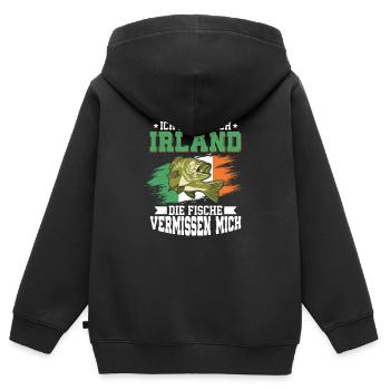 Ich Muss Nach Irland Die Fische Vermissen Mich - Kinder Premium Organic Zip Hoodie - Schwarz - Hinten - AI Model Kid Male (0cm)