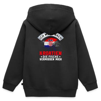 Ich Muss Nach Kroatien Die Fische Vermissen Mich - Kinder Premium Organic Zip Hoodie - Schwarz - Hinten - AI Model Kid Male (0cm)