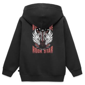 Geboren, um ein zu sein Rockmusik - Kinder Premium Organic Zip Hoodie - Schwarz - Hinten - AI Model Kid Male (0cm)