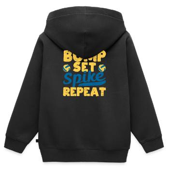 Bump Set Spike Repeat Funny Volleyball Liebhaber - Kinder Premium Organic Zip Hoodie - Schwarz - Hinten - AI Model Kid Male (0cm)