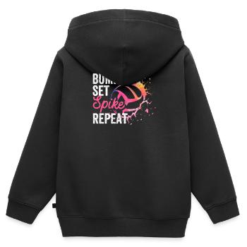 Bump Set Spike Repeat Funny Volleyball Liebhaber - Kinder Premium Organic Zip Hoodie - Schwarz - Hinten - AI Model Kid Male (0cm)