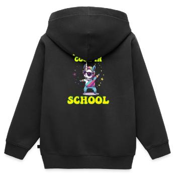 Ich setze die Coolness in School Boy Girl - Kinder Premium Organic Zip Hoodie - Schwarz - Hinten - AI Model Kid Male (0cm)