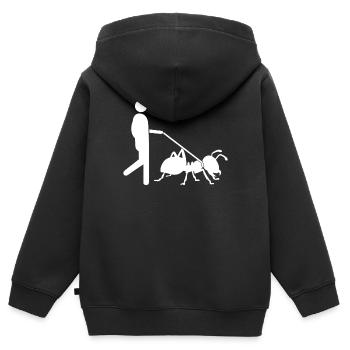 Fourmi promène les fourmis - Sweat Premium à capuche zippé enfant bio - noir - Dos - AI Model Kid Male (0cm)