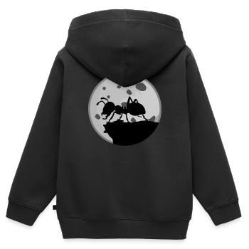 Ameise vor dem Mond Ameisen - Kinder Premium Organic Zip Hoodie - Schwarz - Hinten - AI Model Kid Male (0cm)