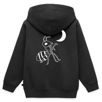 Ameise und Mond Ameisen - Kinder Premium Organic Zip Hoodie - Schwarz - Hinten - AI Model Kid Male (0cm)