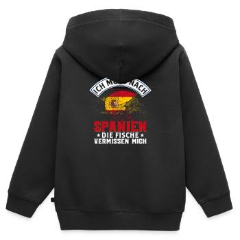 Ich Muss Nach Spanien Die Fische Vermissen Mich - Kinder Premium Organic Zip Hoodie - Schwarz - Hinten - AI Model Kid Male (0cm)