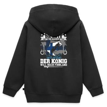 Reichet Mir Die Rute Der König Will Nach Finnland - Kinder Premium Organic Zip Hoodie - Schwarz - Hinten - AI Model Kid Male (0cm)