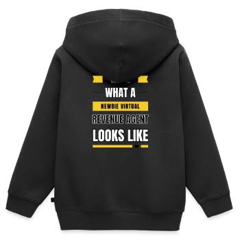 Agent de revenu virtuel débutant - Sweat Premium à capuche zippé enfant bio - noir - Dos - AI Model Kid Male (0cm)