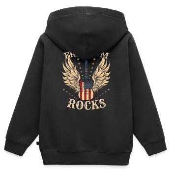 Freedom Rocks American Flag Guitar - Kids Premium Organic Zip-up Hoodie - black - Back - AI Model Kid Male (0cm)