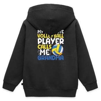 Mein Lieblings-Volleyballspieler nennt mich Oma - Kinder Premium Organic Zip Hoodie - Schwarz - Hinten - AI Model Kid Male (0cm)