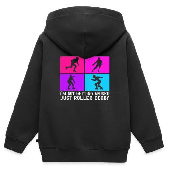 Roller Derby - Kinder Premium Organic Zip Hoodie - Schwarz - Hinten - AI Model Kid Male (0cm)