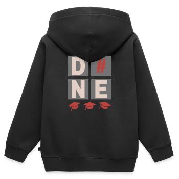 DONE, graduation, graduation, high school diploma, diploma - Kids Premium Organic Zip-up Hoodie - black - Back - AI Model Kid Male (0cm)