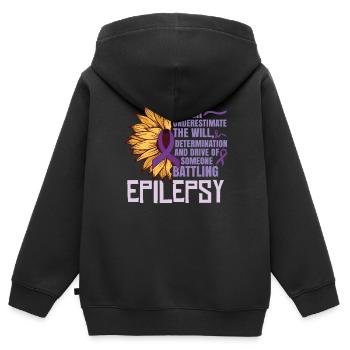 Epilepsy Fighter - Kids Premium Organic Zip-up Hoodie - black - Back - AI Model Kid Male (0cm)