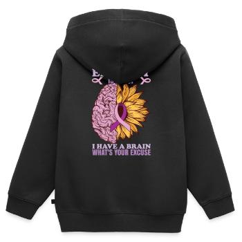 Epilepsie ist der Beweis - Kinder Premium Organic Zip Hoodie - Schwarz - Hinten - AI Model Kid Male (0cm)