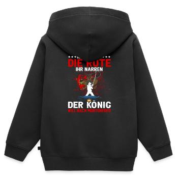 Reicht Mir Die Rute Der König Will Nach Montenegro - Kinder Premium Organic Zip Hoodie - Schwarz - Hinten - AI Model Kid Male (0cm)