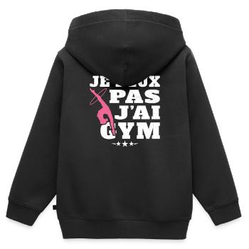 Gymnastique Cadeau Je Peux Pas J'ai Gym - Sweat Premium à capuche zippé enfant bio - noir - Dos - AI Model Kid Male (0cm)
