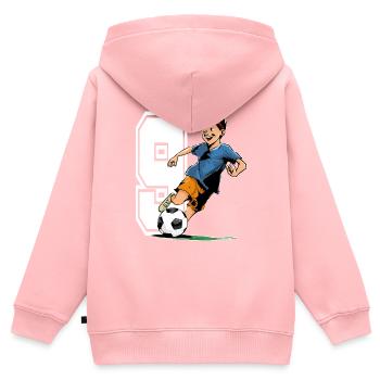 9 Jahre alt Fußballer & Fußball Kindergeburtstag - Kinder Premium Organic Zip Hoodie - Rosa - Hinten - AI Model Kid Female (0cm)