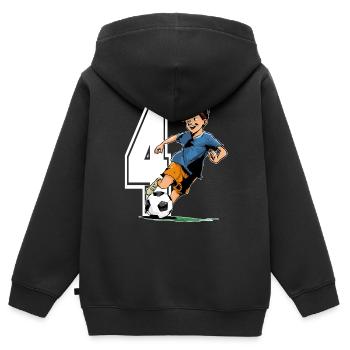 4 Year Old Footballer & Soccer Children's Birthday Party - Kids Premium Organic Zip-up Hoodie - black - Back - AI Model Kid Male (0cm)