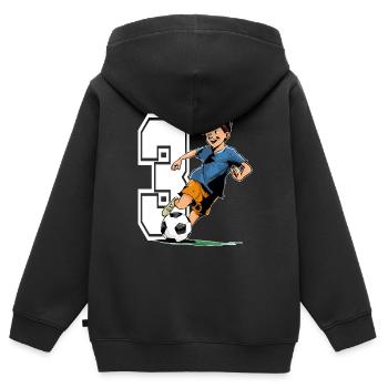 3 Year Old Footballer & Soccer Children's Birthday Party - Kids Premium Organic Zip-up Hoodie - black - Back - AI Model Kid Male (0cm)