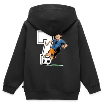 7 Year Old Footballer & Soccer Children's Birthday Party - Kids Premium Organic Zip-up Hoodie - black - Back - AI Model Kid Male (0cm)