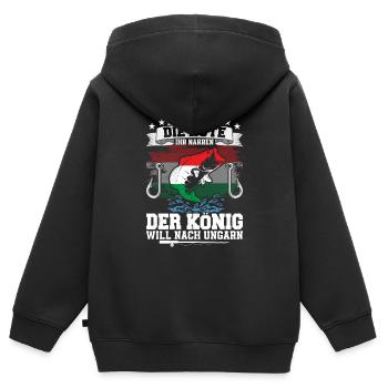 Reichet Mir Die Rute Der König Will Nach Ungarn - Kinder Premium Organic Zip Hoodie - Schwarz - Hinten - AI Model Kid Male (0cm)