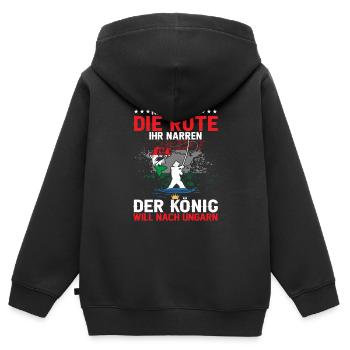 Reichet Mir Die Rute Der König Will Nach Ungarn - Kinder Premium Organic Zip Hoodie - Schwarz - Hinten - AI Model Kid Male (0cm)