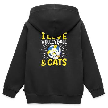 Ich liebe Volleyball und Katzen Kitty Workout - Kinder Premium Organic Zip Hoodie - Schwarz - Hinten - AI Model Kid Male (0cm)