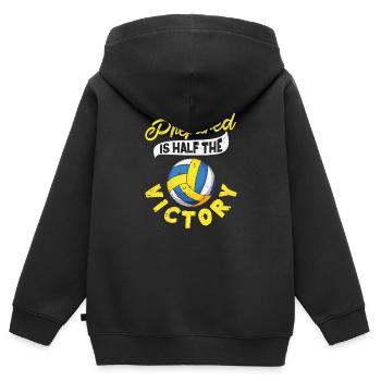 Vorbereitet sein ist der halbe Sieg Volleyball - Kinder Premium Organic Zip Hoodie - Schwarz - Hinten - AI Model Kid Male (0cm)