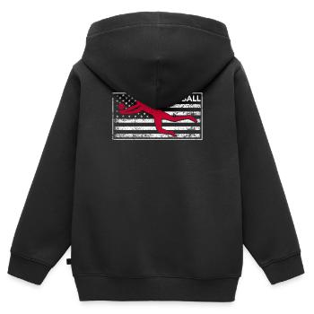 Amerikanische Flagge Volleyballspieler USA Trainer - Kinder Premium Organic Zip Hoodie - Schwarz - Hinten - AI Model Kid Male (0cm)