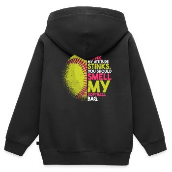 Lustiger Softball-Liebhaber - Kinder Premium Organic Zip Hoodie - Schwarz - Hinten - AI Model Kid Male (0cm)