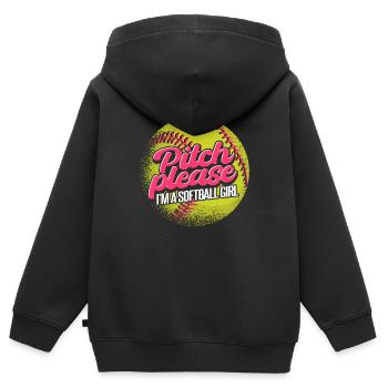 Ich bin ein Softball-Mädchen - Kinder Premium Organic Zip Hoodie - Schwarz - Hinten - AI Model Kid Male (0cm)