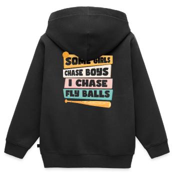Lustiger Softball-Mädchen-Humor - Kinder Premium Organic Zip Hoodie - Schwarz - Hinten - AI Model Kid Male (0cm)