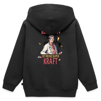 Heilen ist meine Superkraft - Kinder Premium Organic Zip Hoodie - Schwarz - Hinten - AI Model Kid Male (0cm)