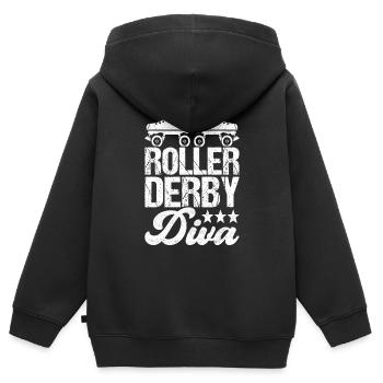 Roller derby - Sweat Premium à capuche zippé enfant bio - noir - Dos - AI Model Kid Male (0cm)