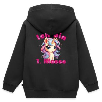 Schulkind , Erste Klasse, Schulanfänger - Kinder Premium Organic Zip Hoodie - Schwarz - Hinten - AI Model Kid Male (0cm)