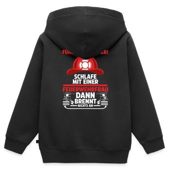 Feuerwehr Feuerwehrfrau - Kinder Premium Organic Zip Hoodie - Schwarz - Hinten - AI Model Kid Male (0cm)