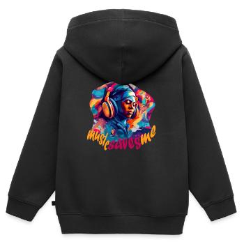 Musik ist mein Leben - Kinder Premium Organic Zip Hoodie - Schwarz - Hinten - AI Model Kid Male (0cm)