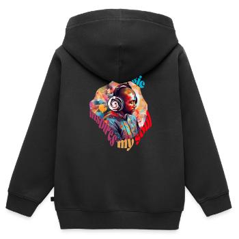 Musik rettet meine Seele - Kinder Premium Organic Zip Hoodie - Schwarz - Hinten - AI Model Kid Male (0cm)